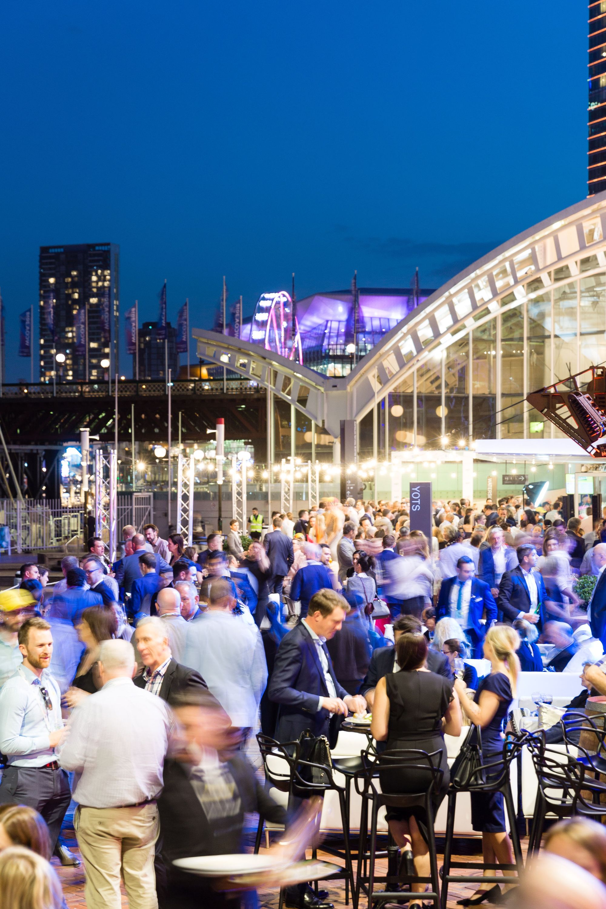 The museum precinct filled with crowds during a corporate event