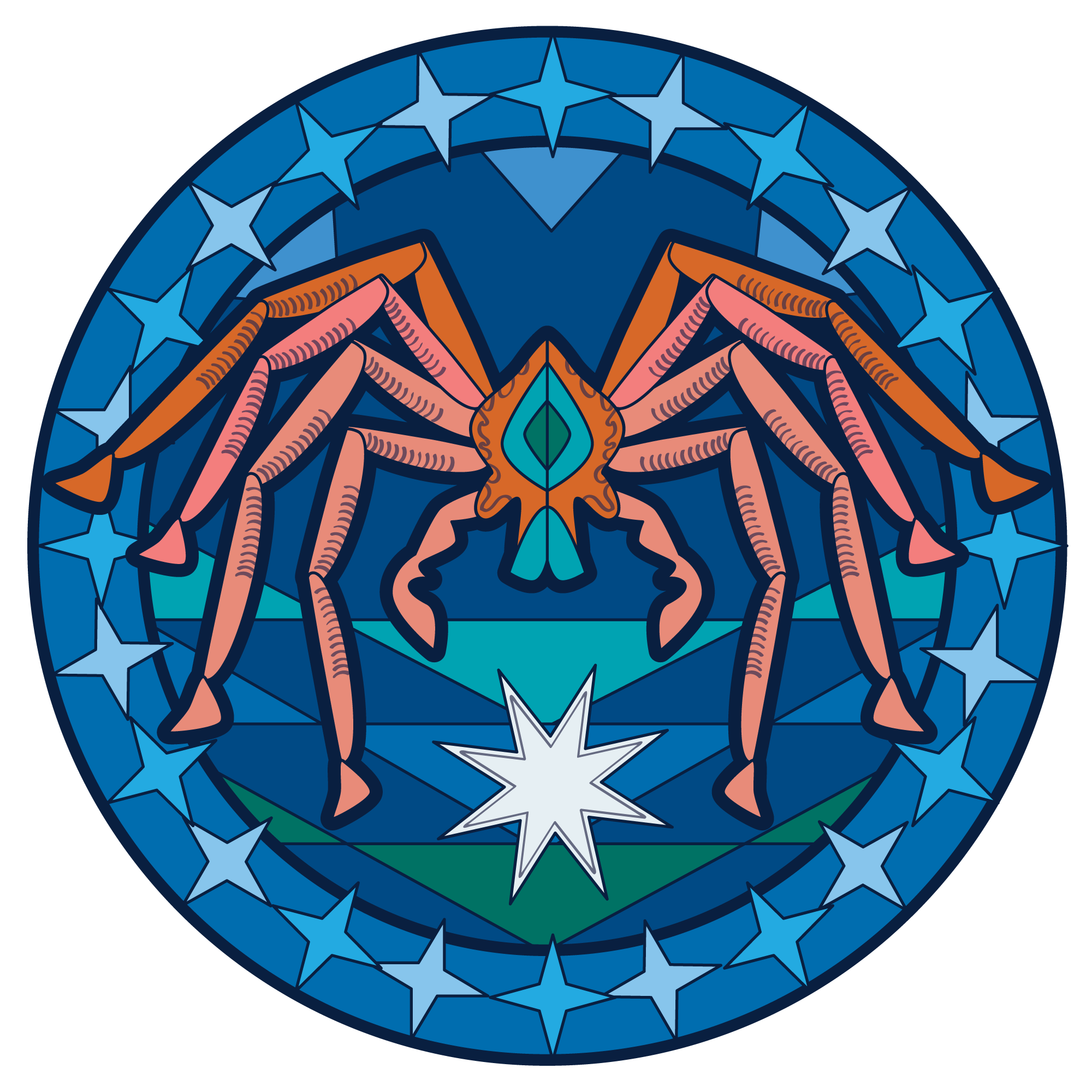 Illustration of a spider underwater