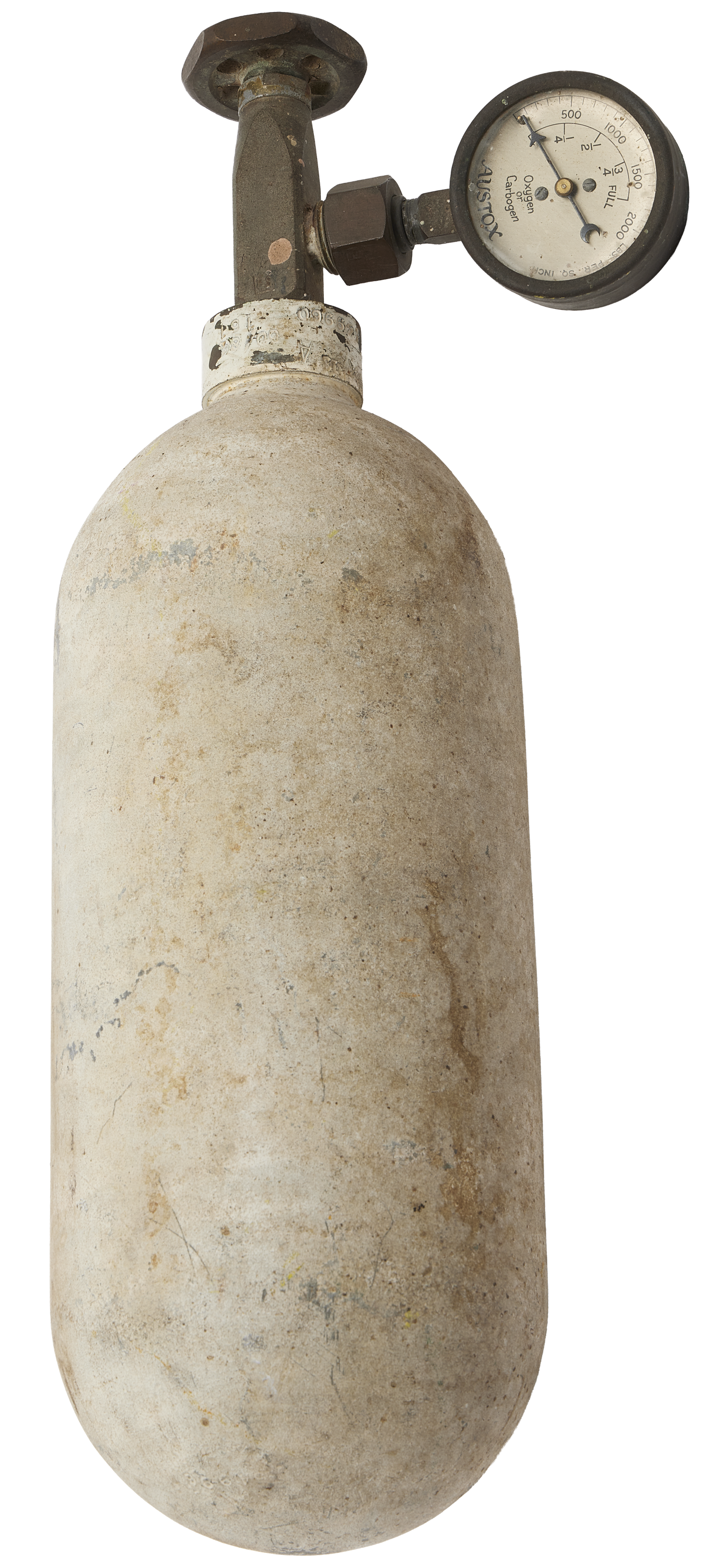 Photo of a white tank with a gauge on the top.