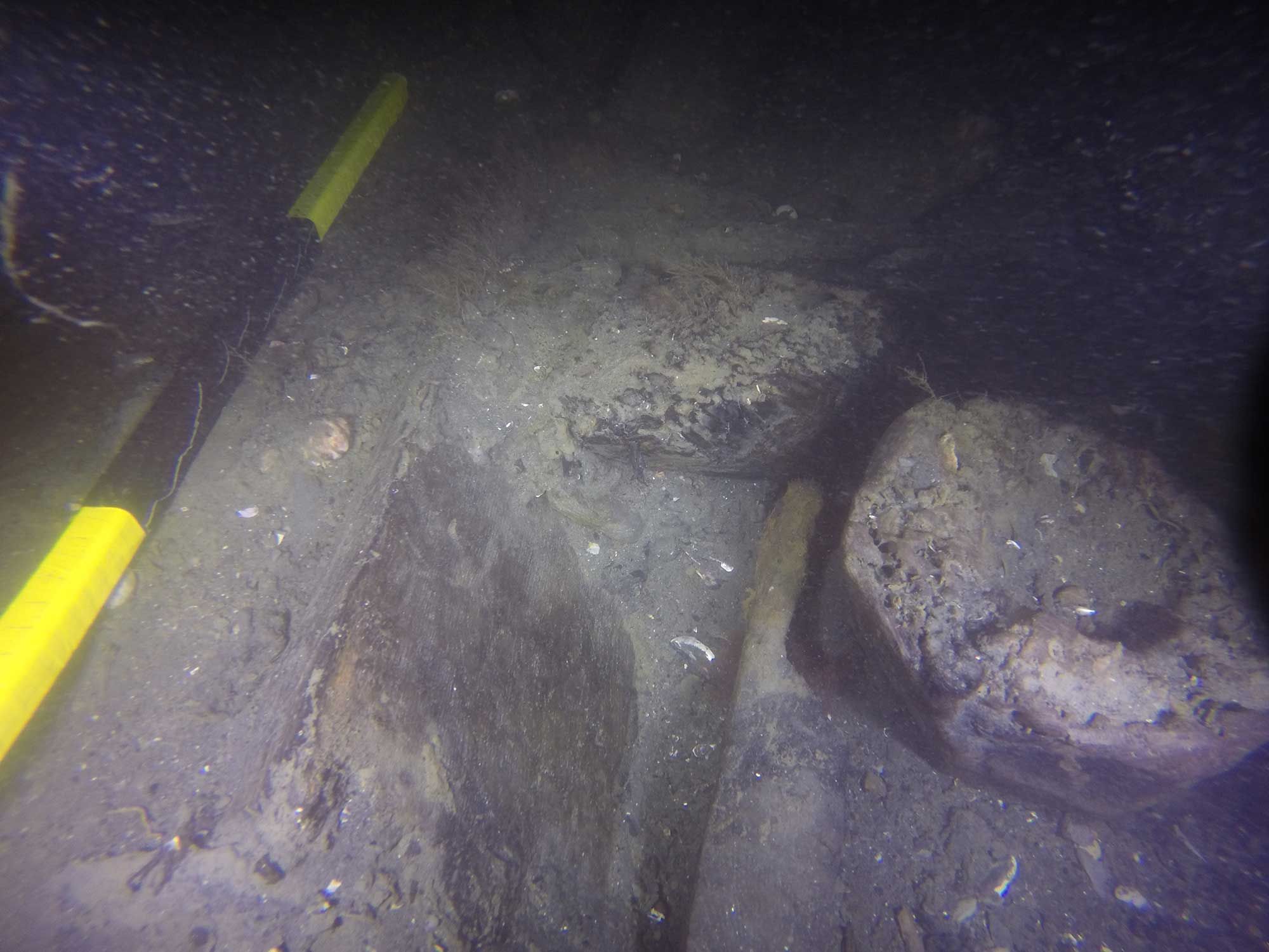 RI 2394’s surviving starboard bilge pump shaft and surrounding pump well.