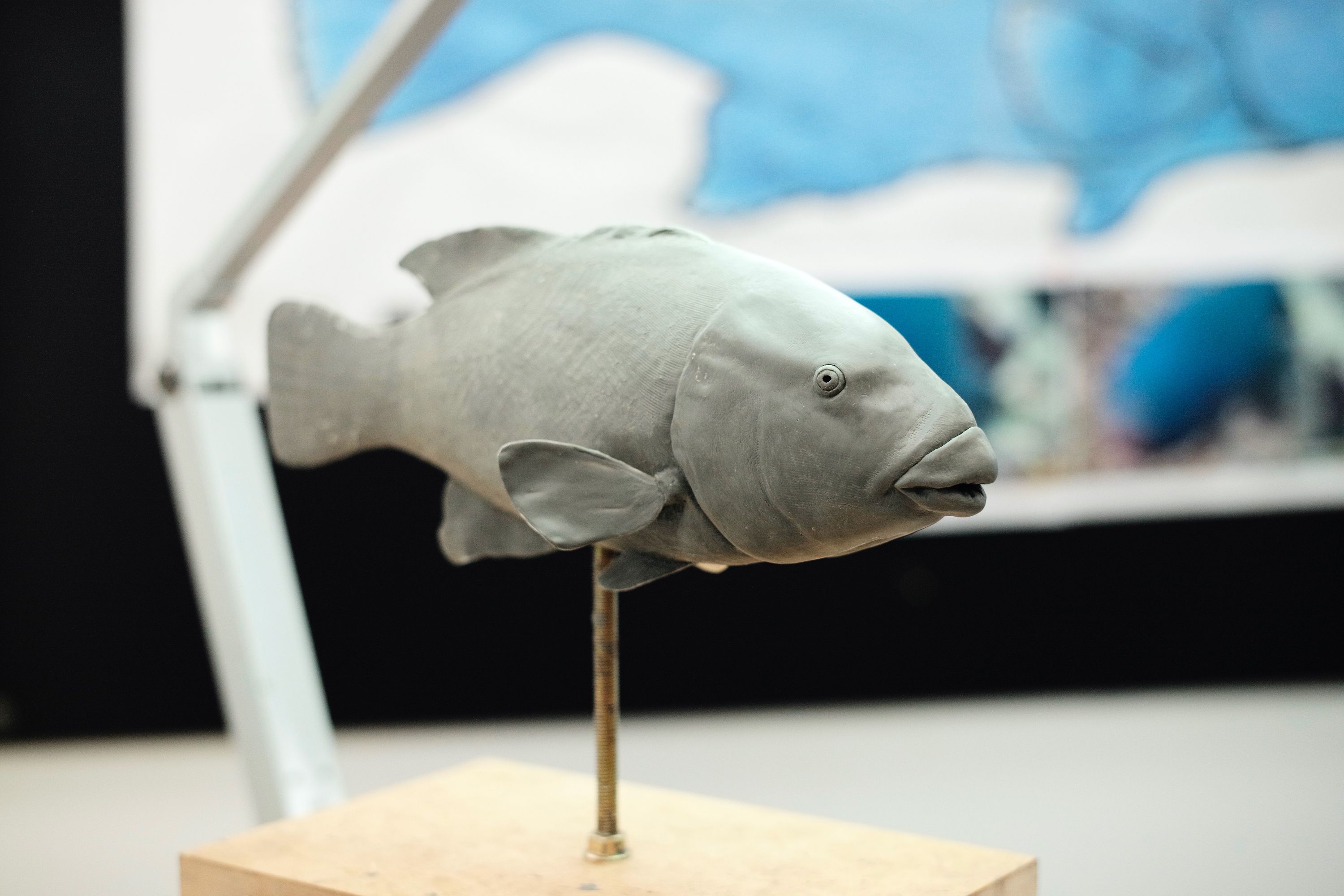 Photo showing a clay model of a fish.