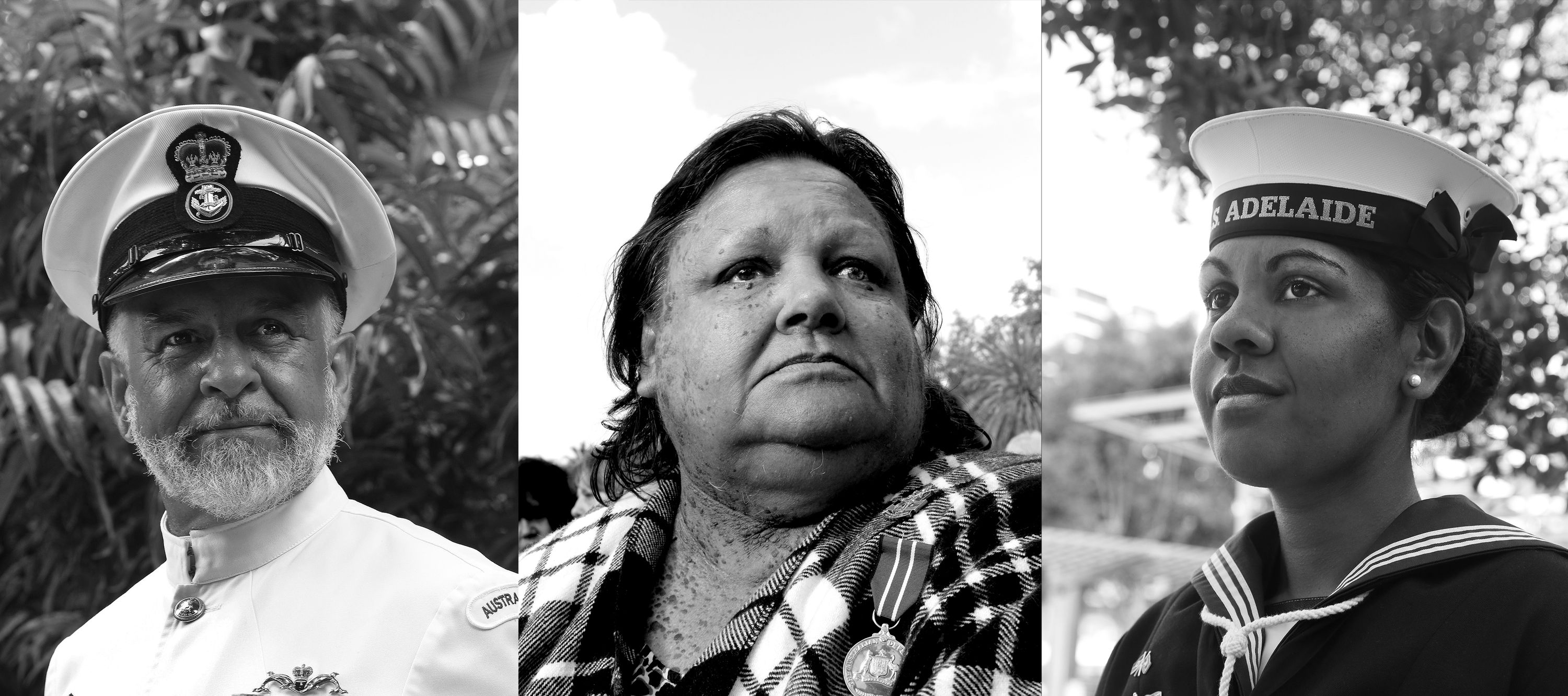 A series of 3 black and white portraits of military personel.