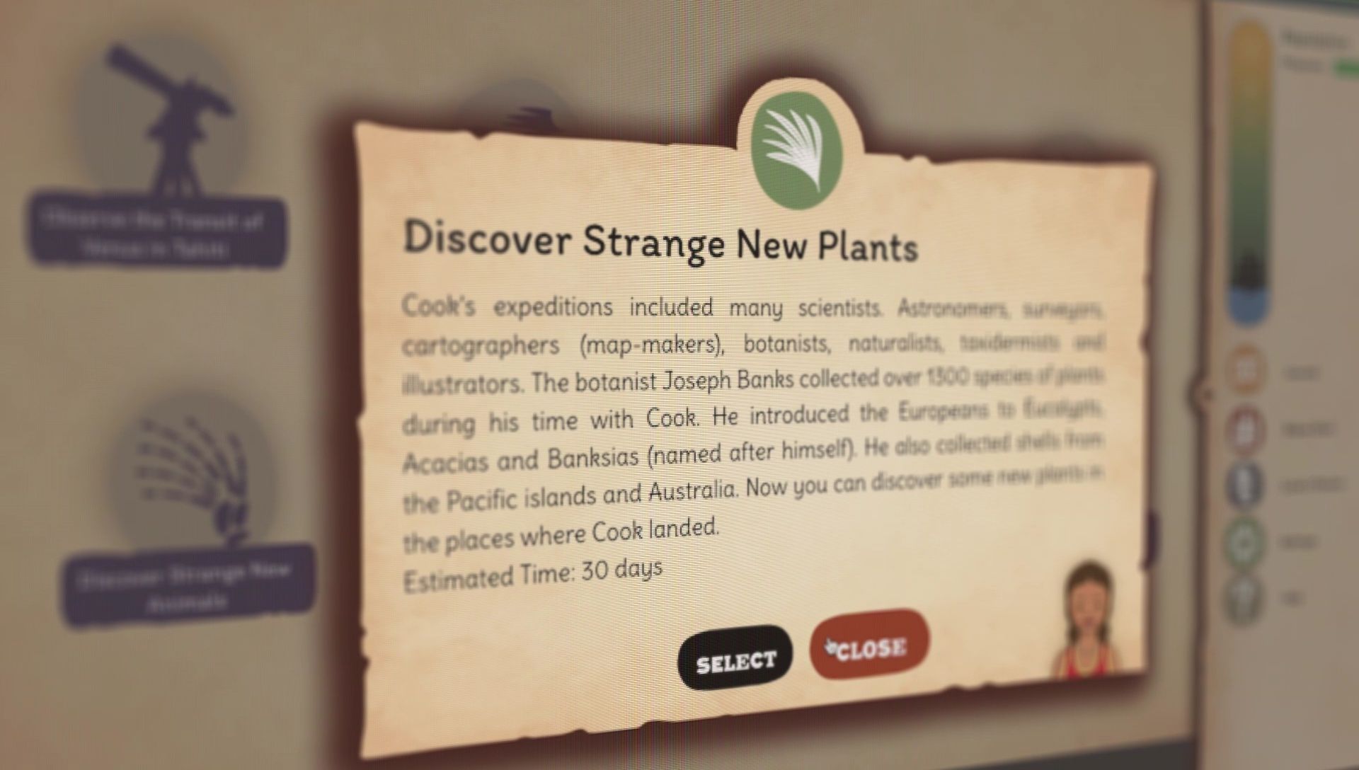 Screen of Cook's Voyages game