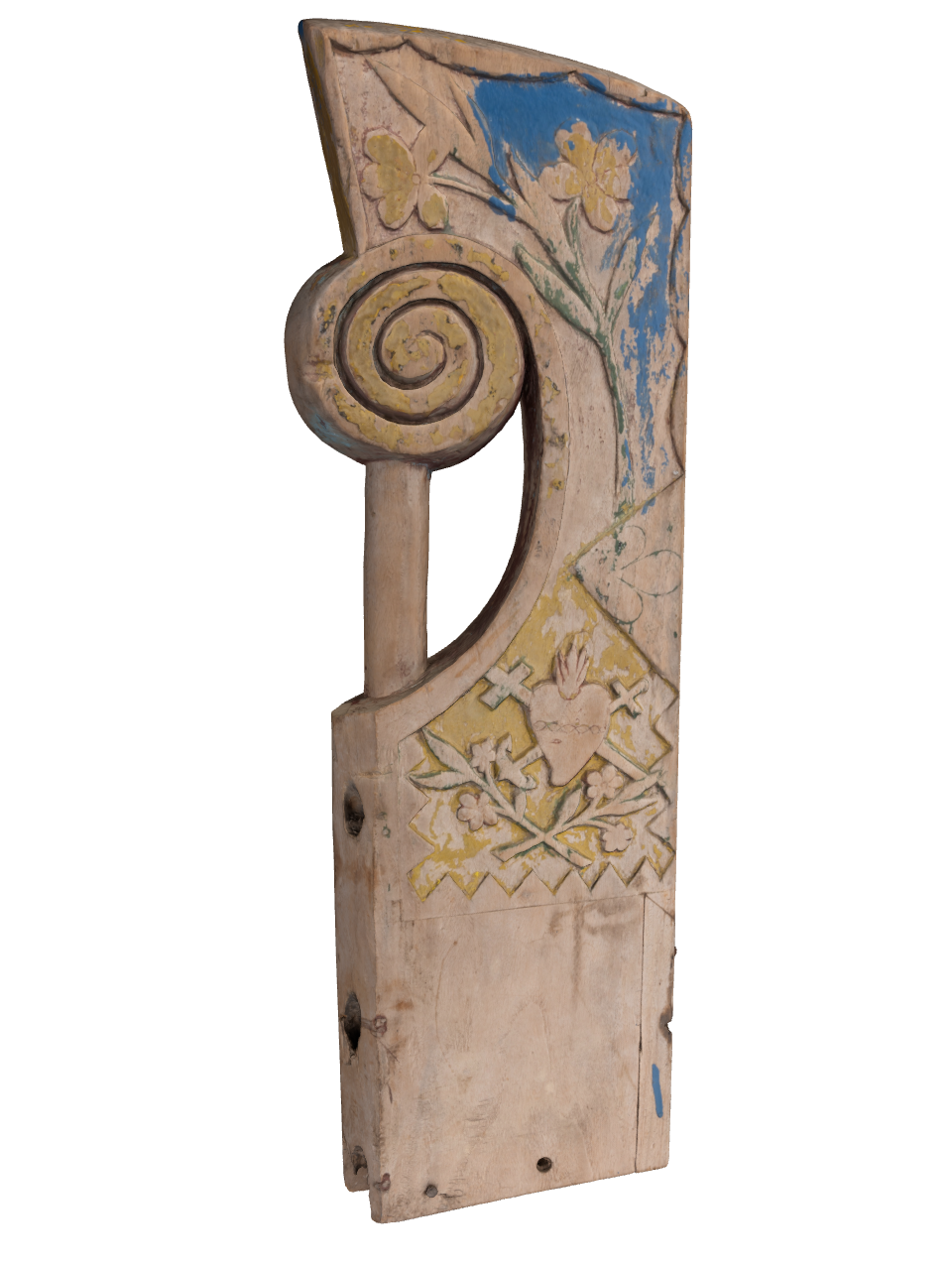 Screenshot of a 3D model of a wooden carving. 