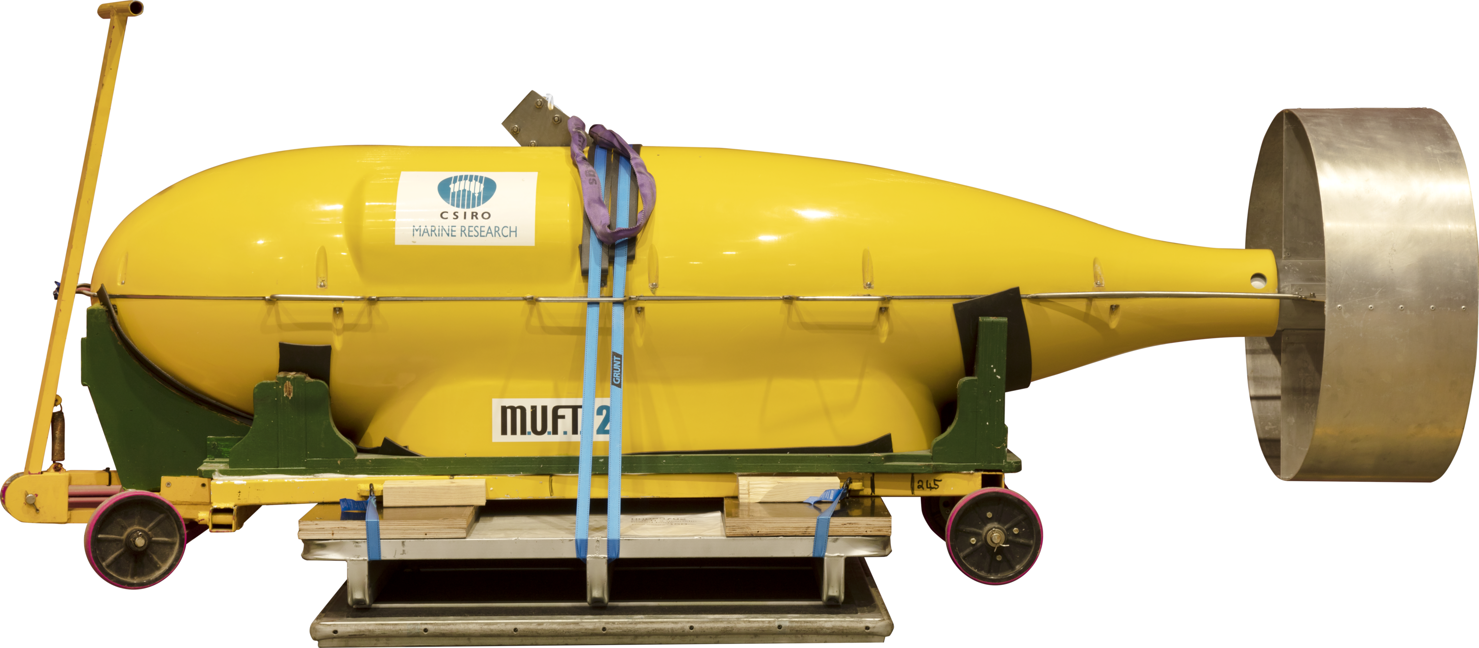 A photo of a large yellow scientific instrument.