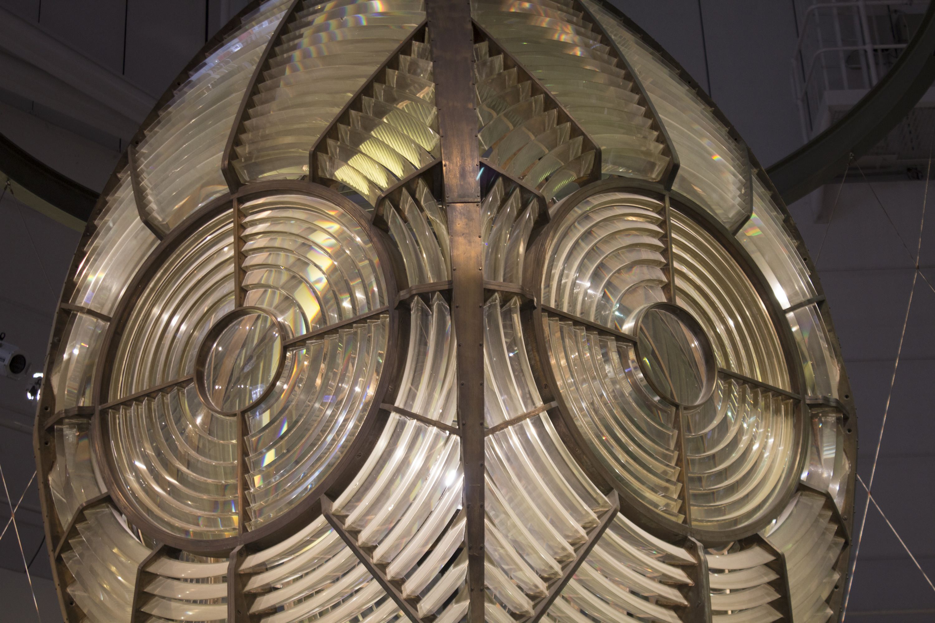 Close up photo of historic lighthouse lens