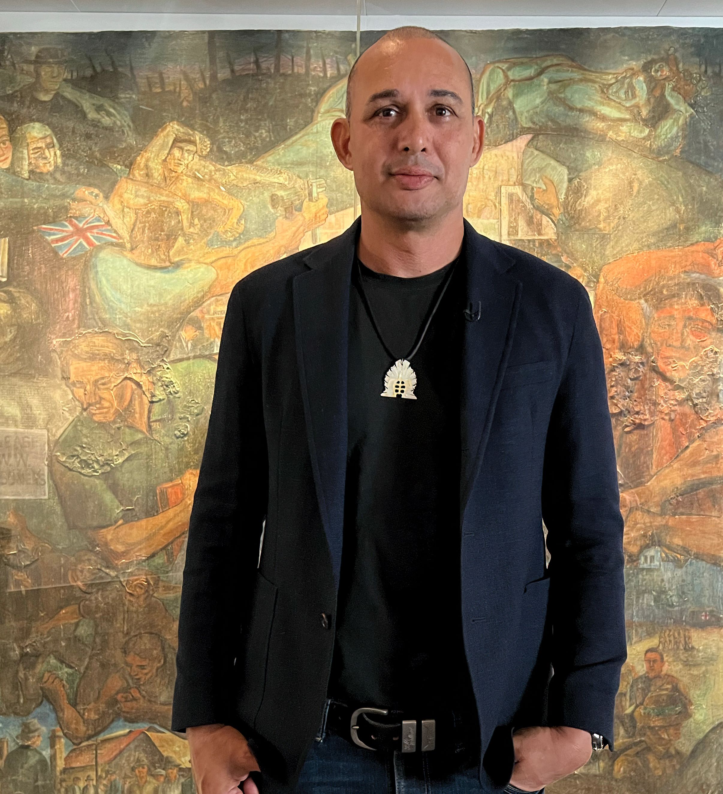 Portrait of Thomas Mayo with Wharfie's Mural