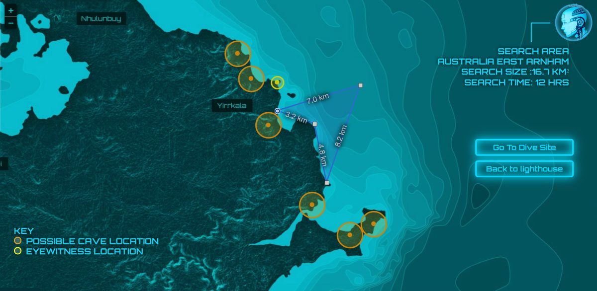 Screenshot from a video game showing a map