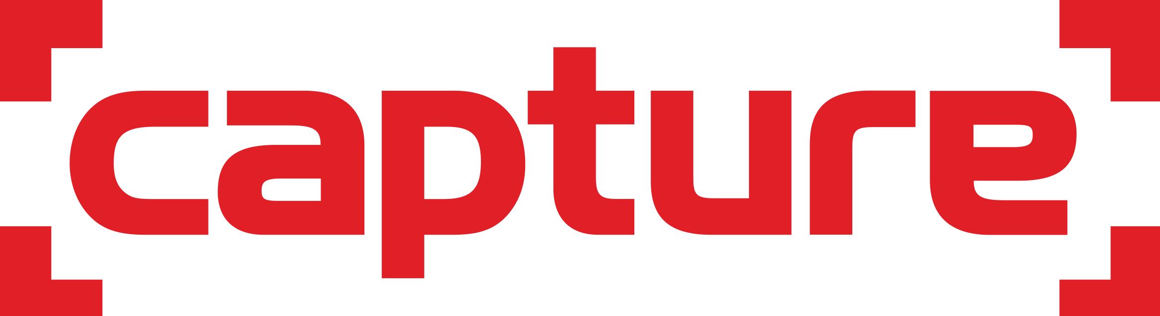 Logo for Capture, with red text