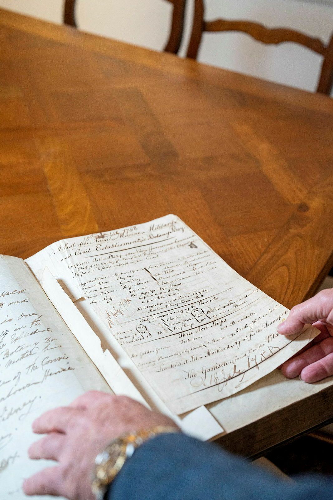 Close up photo showing a hands holding a document