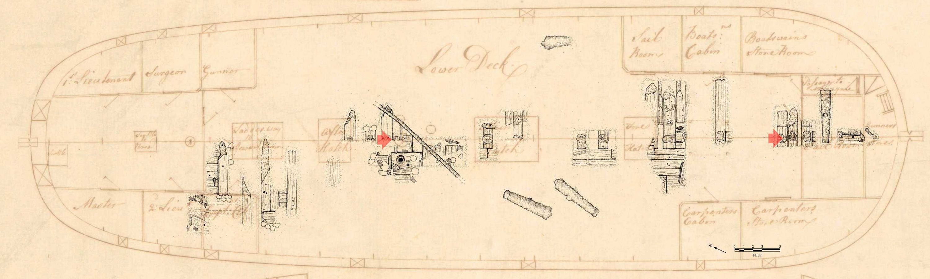 RI 2394 archaeological site plan - lower deck