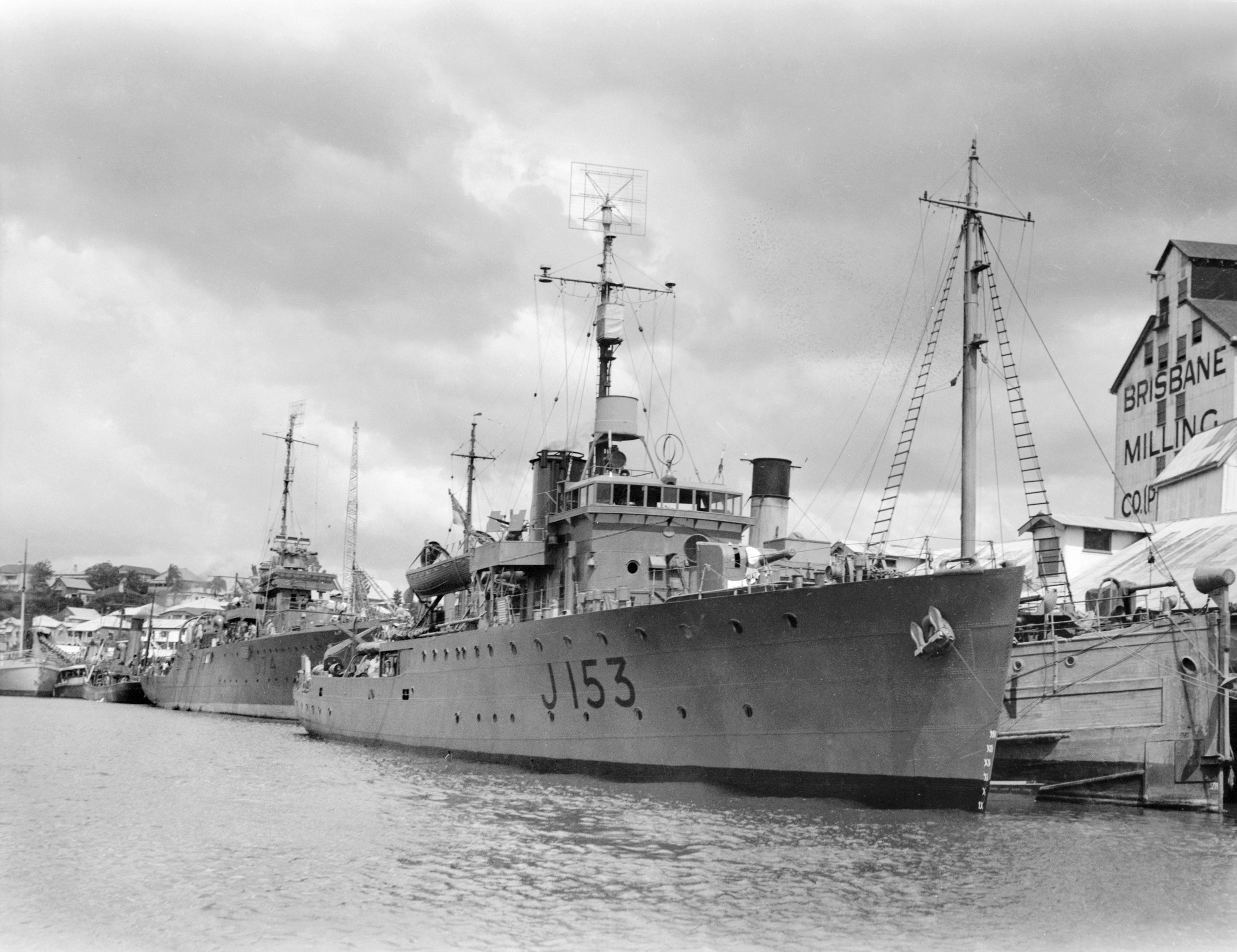 Black and White photo of a navy ship