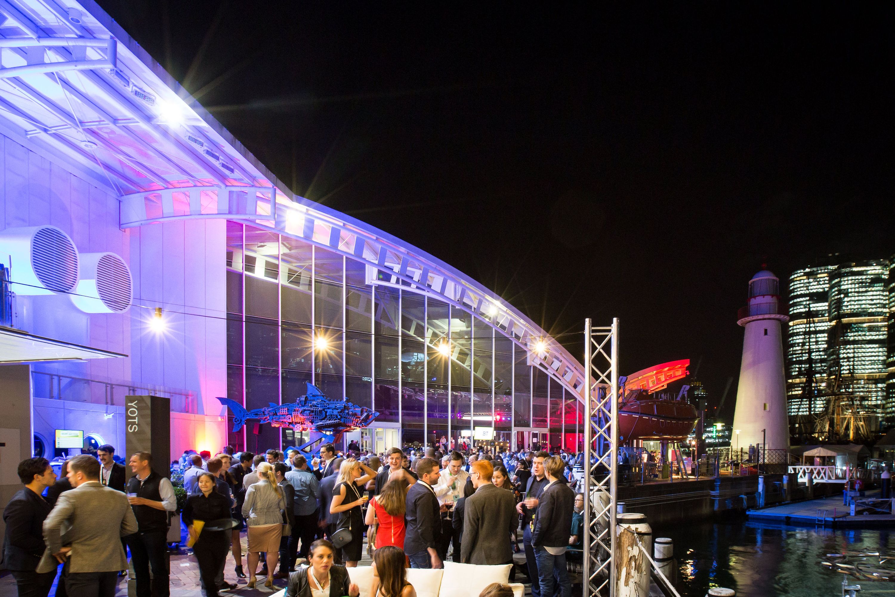 The museum precinct filled with crowds during a corporate event